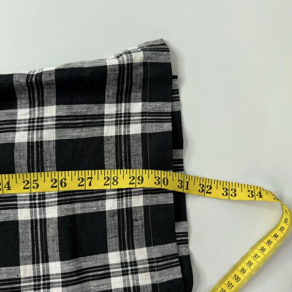 Polo Ralph Lauren Shirt Mens Large Black Plaid Clayton Camp Loop Linen